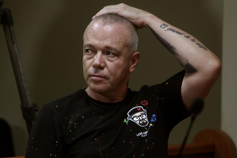 otograf&iacute;a de archivo del 25 de mayo de 2018 que muestra a Jhon Jairo Vel&aacute;squez V&aacute;squez alias "Popeye" durante la audiencia de legalizaci&oacute;n de captura en Medell&iacute;n (Colombia). El exjefe de sicarios del abatido jefe del Cartel de Medell&iacute;n Pablo Escobar muri&oacute; este jueves en un hospital de Bogot&aacute; debido a un c&aacute;ncer de est&oacute;mago