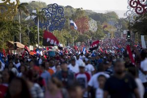 Los sandinistas y trabajadores del Estado volvieron a salir este s&aacute;bado a las calles en respaldo al presidente de Nicaragua, Daniel Ortega