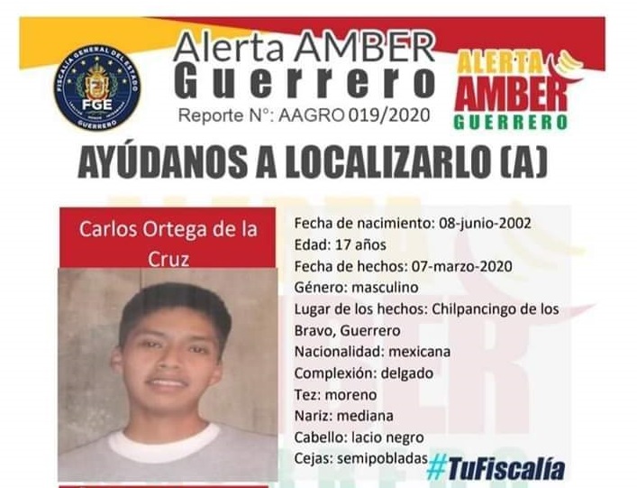 La familia del joven hizo el miércoles 11 de marzo una denuncia ante la Fiscalía Especializada en la Búsqueda, Localización e Investigación de Personas desaparecidas de Guerrero.