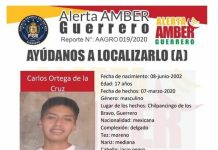 La familia del joven hizo el miércoles 11 de marzo una denuncia ante la Fiscalía Especializada en la Búsqueda, Localización e Investigación de Personas desaparecidas de Guerrero.