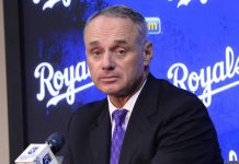 El comisionado de las Grandes Ligas, Rob Manfred, dijo que probablemente la actividad del béisbol se reanude en algún momento en el mes de mayo