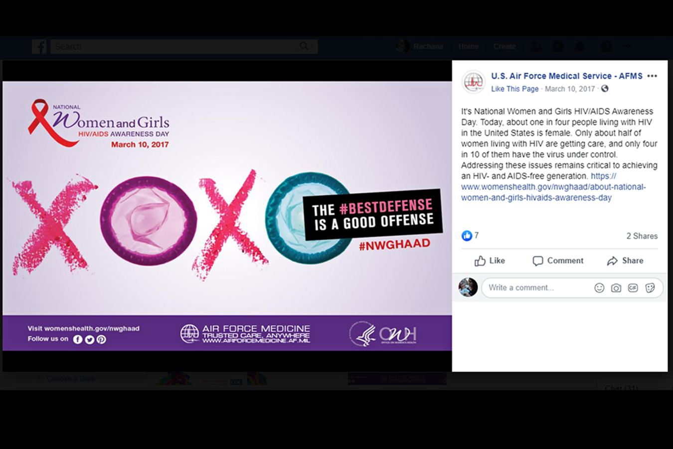 Los condones estaban en una hoja informativa y se incluyeron en una campaña de redes sociales en Facebook para informar al público sobre cómo reducir la transmisión del VIH entre mujeres y jóvenes. Al llamar a las imágenes "no aprobadas", el Departamento de Salud y Servicios Humanos eliminó la hoja informativa de un sitio web del gobierno. (Fuente: correos electrónicos del HHS proporcionados por American Oversight)