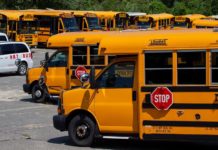 Trump insiste en reabrir las escuelas porque el coronavirus "desaparecerá" buses escolares