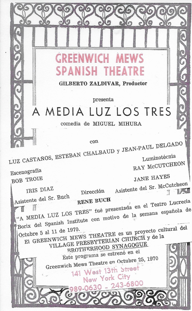 Programa de mano de &ldquo;A media luz los tres&rdquo;.