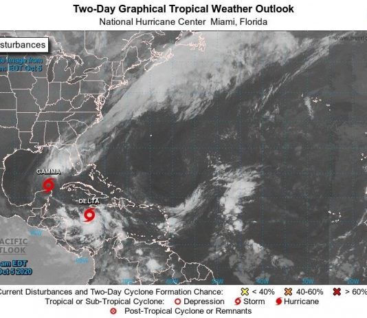 tormentas tropicales Gamma y Delta en el Caribe