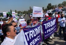 Unos 200 simpatizantes republicanos arman "rally" en favor de Trump en México Donald Trump