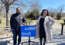 Nathalia Fernández y Brian Benjamin se respaldan mutuamente en El Bronx Nathalia Fernández y el senador Brian Benjamin