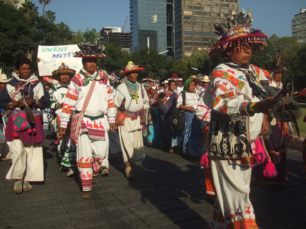 Grupos indígenas en CDMX marcha. Grupos indígenas