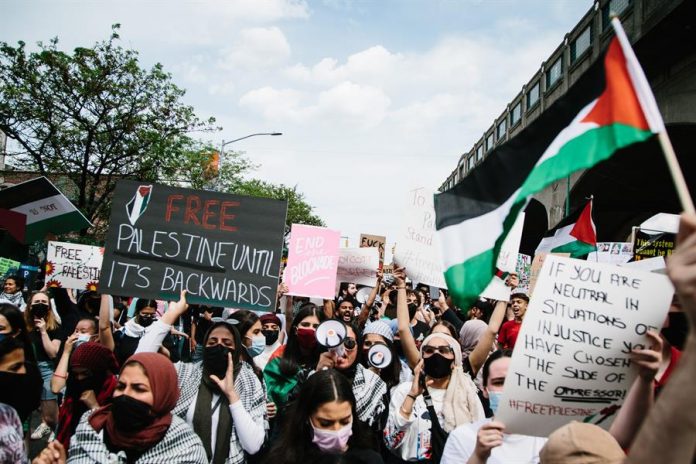 marchan por las calles de Nueva York a favor de Palestina protestas