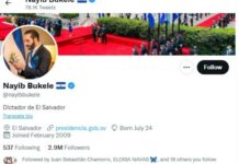 Nayib Bukele escribe en su biografía de Twitter "dictador de El Salvador" Nayib Bukele