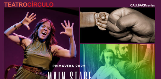 Afiche de comienzo de temporada de primavera, de T eatro Circulo, a la izquierda imagen de Lorraine Vélez-