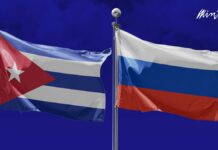 Banderas de Cuba y Rusia