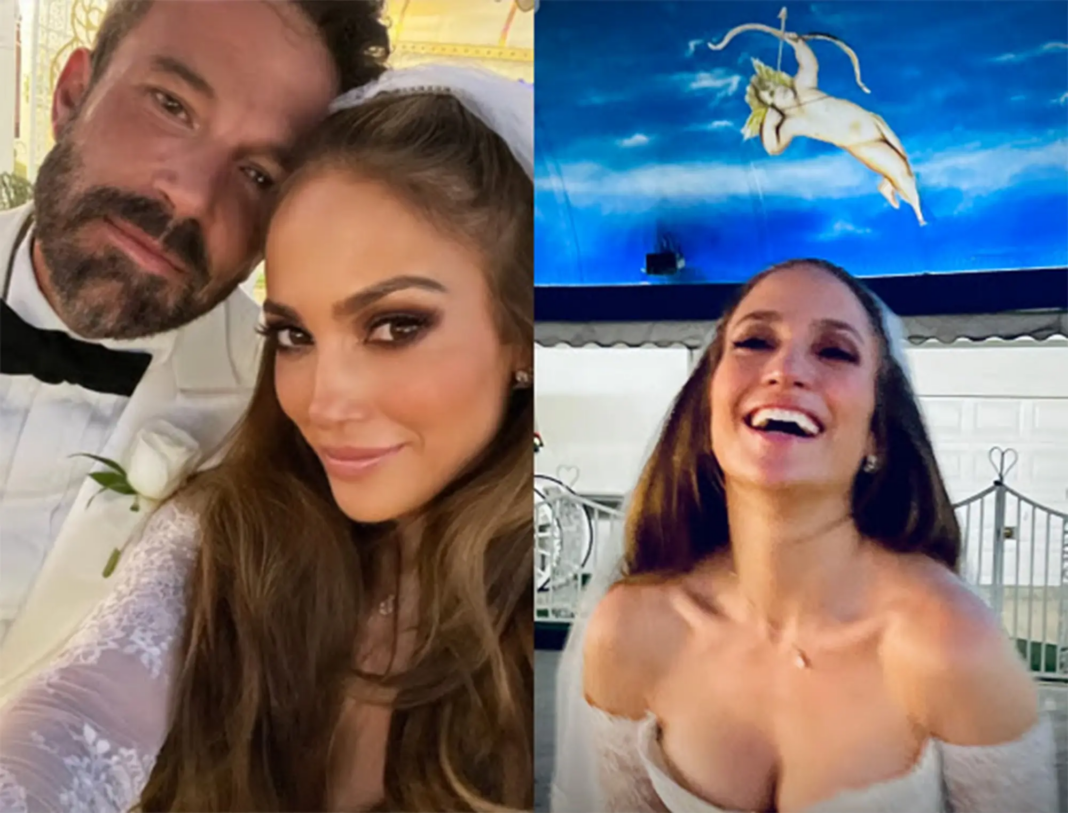 Jennifer López y el actor Ben Affleck se casaron el sábado en una pequeña ceremonia familiar tras obtener una licencia de matrimonio en Nevada. (Foto: On The JLo)