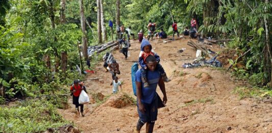 Migrantes venezolanos suben una montaña con la intención de llegar a Panamá (2)