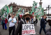 Decenas de personas convocadas por el movimiento Frente Nacional Ciudadano, (FRENA), participan en una marcha en la macroplaza de la ciudad de Monterre (3)