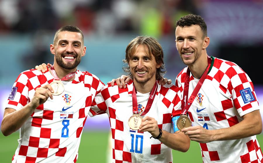 Luka Modric, Ivan Perisic y Mateo Kovacic.