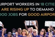 Trabajadores en aeropuertos anuncian movilización para la semana próxima Los empleados de servicio en los aeropuertos de Estados Unidos harán una "movilización" en más de 15 ciudades la semana próxima para solicitar mejores condiciones de trabajo, anunció hoy el Gremio Internacional de Empleados de Servicio (SEIU).