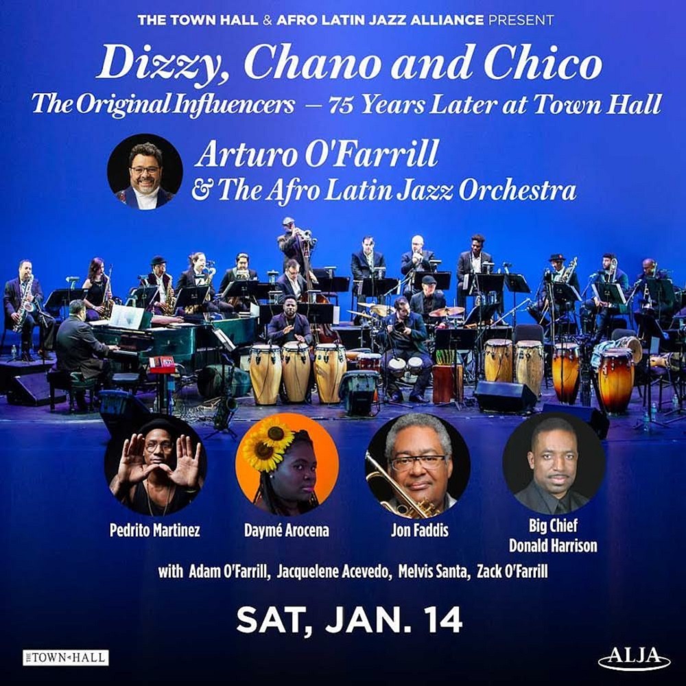 La informaci&oacute;n del concierto de O&rsquo;Farrill el 14 de enero en Town Hall. 
