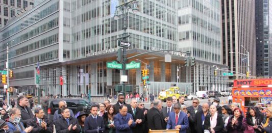 El lunes 30 de enero se realizó la develación de nueve nuevos escudos de las naciones americanas, en una sección de la Sexta Ave. de Manhattan comenzando en la calle 42 hacia el norte, mejor conocido como la Avenida de las Américas.