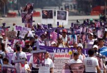 Senado mexicano refuerza marco legal para investigar y sancionar feminicidios integrantes del colectivo Voces de la ausencia mientras marchan para exigir justicia por los feminicidio