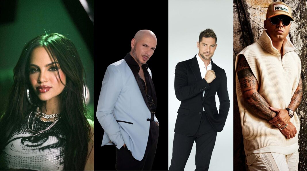 La dominicana Natti Natasha, el cubano americano Pitbull, el puertorriqueño Wisin, y el español David Bisbal, que serán parte de la terna de artistas que actuarán en la ceremonia de los Latin AMAs, a celebrarse el próximo 20 de abril en Las Vegas, Nevada.