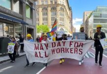Cientos de trabajadores, un gran número de ellos inmigrantes latinos, conmemoraron hoy el Día Internacional de los Trabajadores en Nueva York con una marcha que recorrió varias calles del bajo Manhattan reclamando mejores condiciones laborales y de salarios, derecho a empleo para indocumentados, que se legalice el trabajo sexual y respeto.