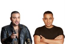 Felipe Peláez (d), y Jessi Uribe (i), quienes cantaron juntos el sencillo Pregúntale por quién llora