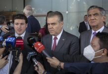 El gobernador de Nuevo León, Samuel García; el presidente del Consejo Coordinador Empresarial, Francisco Cervantes
