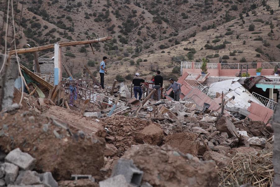 Imagen del pueblo de Targa tras el terremoto. Imagen del pueblo de Targa tras el terremoto.