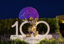 escultura de platino de Mickey Mouse instalada con ocasión de los 100 años de Disney