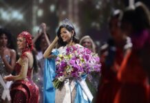 Nicaragua es coronada Miss Universo 2023, la primera centroamericana en ganar el certamen Miss Nicaragua, Sheynnis Palacios (c), reacciona luego de ser coronada como la nueva Miss Universe 2023