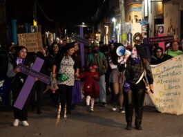 Feministas marchan disfrazadas para denunciar feminicidios en el sureste de México Mujeres disfrazadas de catrinas se manifiestan para recordar a sus compañeras víctimas de feminicidios (4)