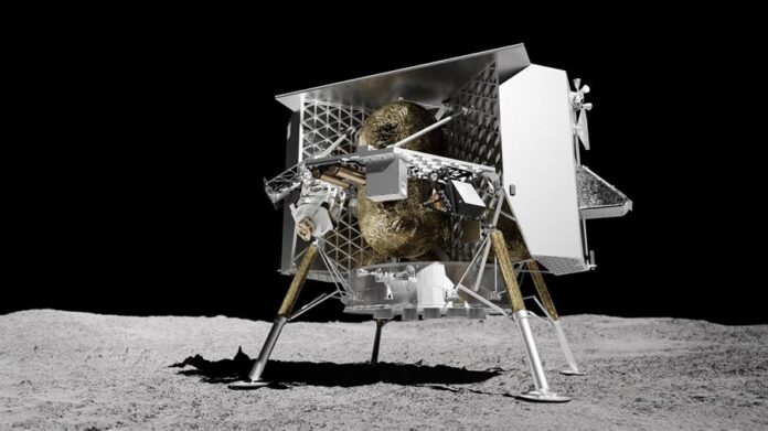 representación de lo que sería la presencia del módulo Peregrine en la superficie lunar (2)