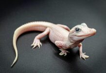 Primer caimán con leucismo blanco nacido bajo cuidado humano y probablemente es uno de los ocho ejemplares de caimán que existen en el mundo con esta rara particularidad genética,