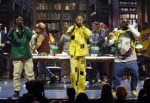 De Will Smith a Queen Latifah: los Grammy homenajean medio siglo de historia del hiphop Posdnuos, Common y Maseo, del grupo estadounidense De La Soul, durante un evento en homenaje por los 50 años del hip-hop.