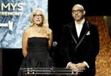 Linda Duncombe and CEO of the Recording Academy, Harvey Mason Jr.