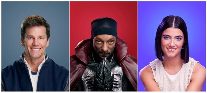 Tom Brady, como Bru; el rapero Snoop Dogg, como Dungeon Master, y la influencer Charli D’Amelio, como Coco
