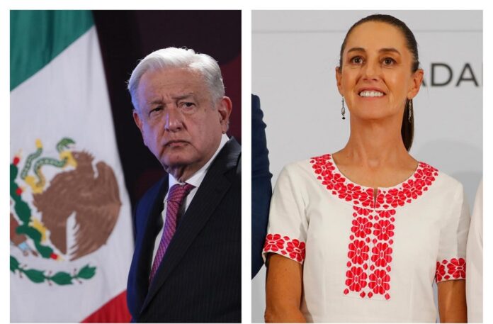 Andrés Manuel López Obrador (arriba-i) y a los candidatos a la Presidencia de México, la oficialista, Claudia Sheinbaum 1