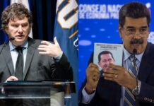 Javier Milei (i), y de Venezuela, Nicolás Maduro