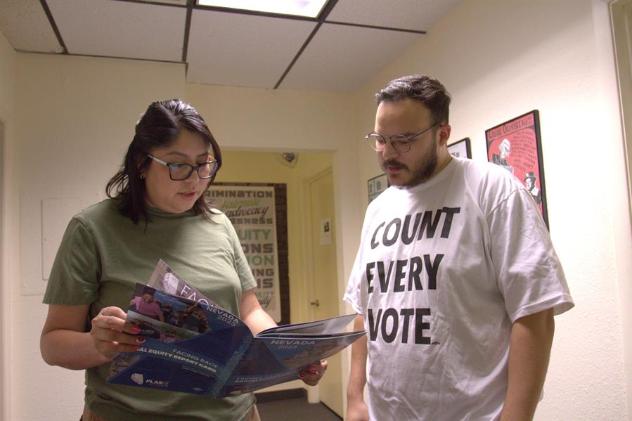 &Eacute;rika Castro y H&eacute;ctor Fong Jr., organizadora y vocero del Fondo Progressive Leadership Alliance of Nevada