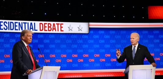 Joe Biden y Trump en el debate