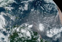 localización de la tormenta tropical Beryl