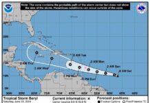 La tormenta tropical Beryl podría convertirse en un "huracán importante", según la NHC pronóstico de cinco días del paso de la tormenta tropical Beryl