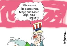 Se hunde la democracia de EE.UU. caricatura