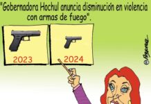 "Disminución de armas de fuego en Nueva York" caricatura