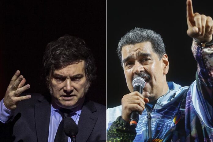 presidente de Argentina Javier Milei (i) y al presidente de Venezuela Nicolás Maduro presidente de Argetina Javier Milei (i) y al presidente de Venezuela Nicolás Maduro