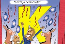 "Festejo Demócrata" caricatura