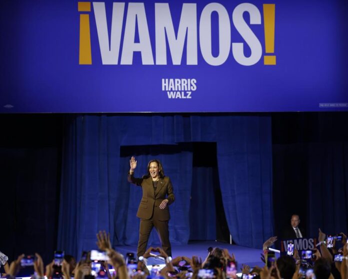 La candidata demócrata, la vicepresidencia de Estados Unidos Kamala Harris, llega a un acto de campaña en Las Vegas