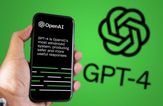 Hand holding a phone with the OpenAI GPT-4 website on the screen Inteligencia artificial