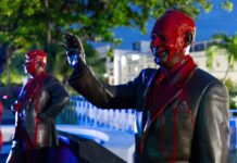 estatuas manchadas de pintura, este martes en San Juan (1)